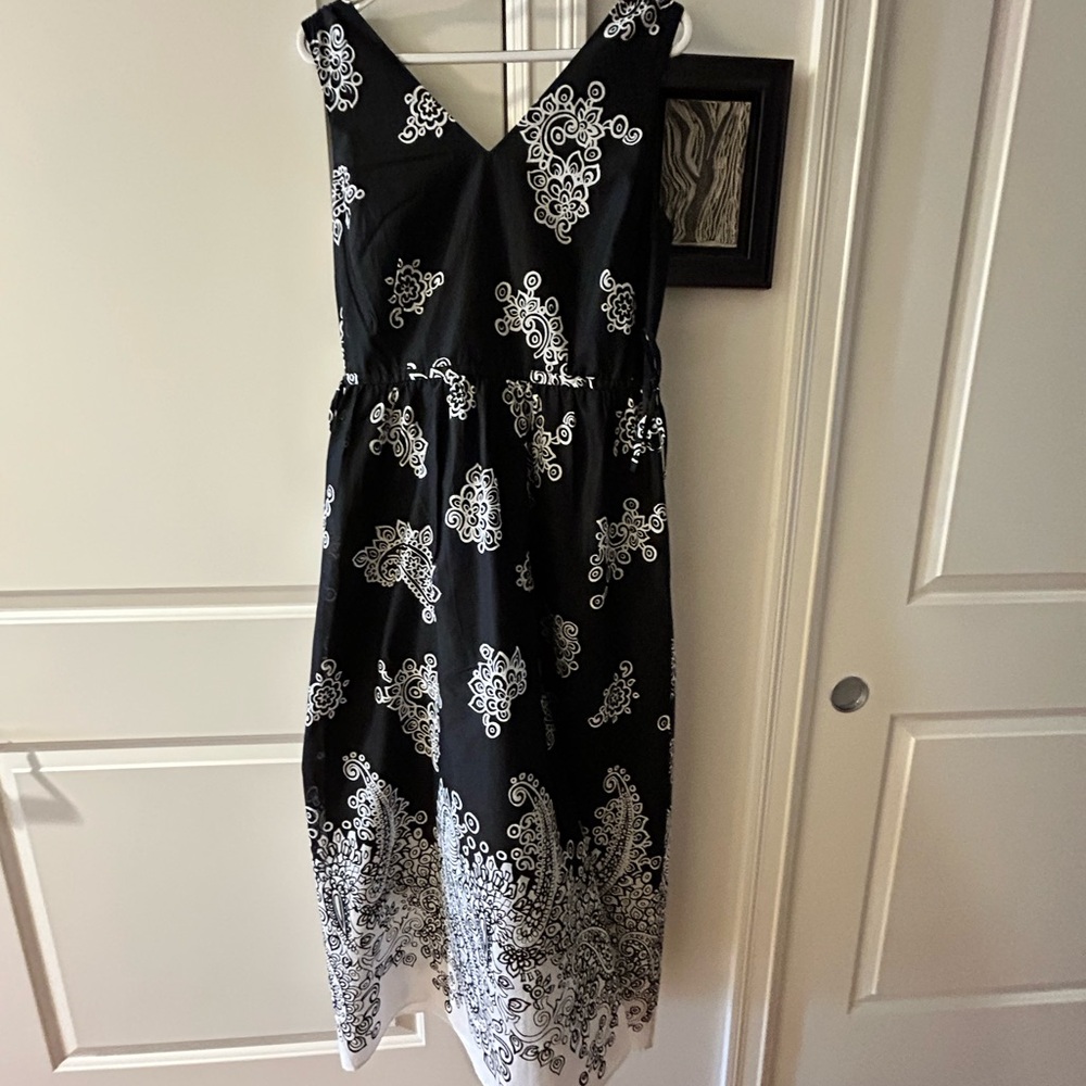 Talbots side tie floral paisley maxi dress in black with all over floral print